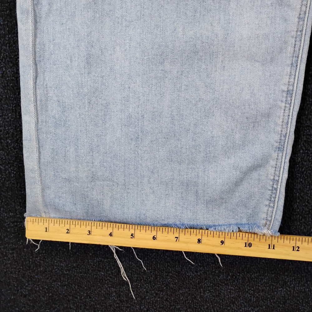 American Eagle Jeans Womens 12 Low-Rise Baggy Wide Leg Frayed Hem Stretch - Picture 6 of 10
